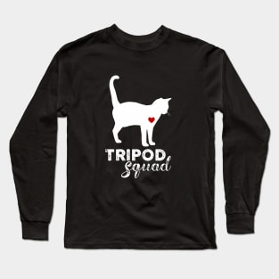 Tripod Squad, Three-Legged Cat, BACK LEFT LEG amputee Long Sleeve T-Shirt